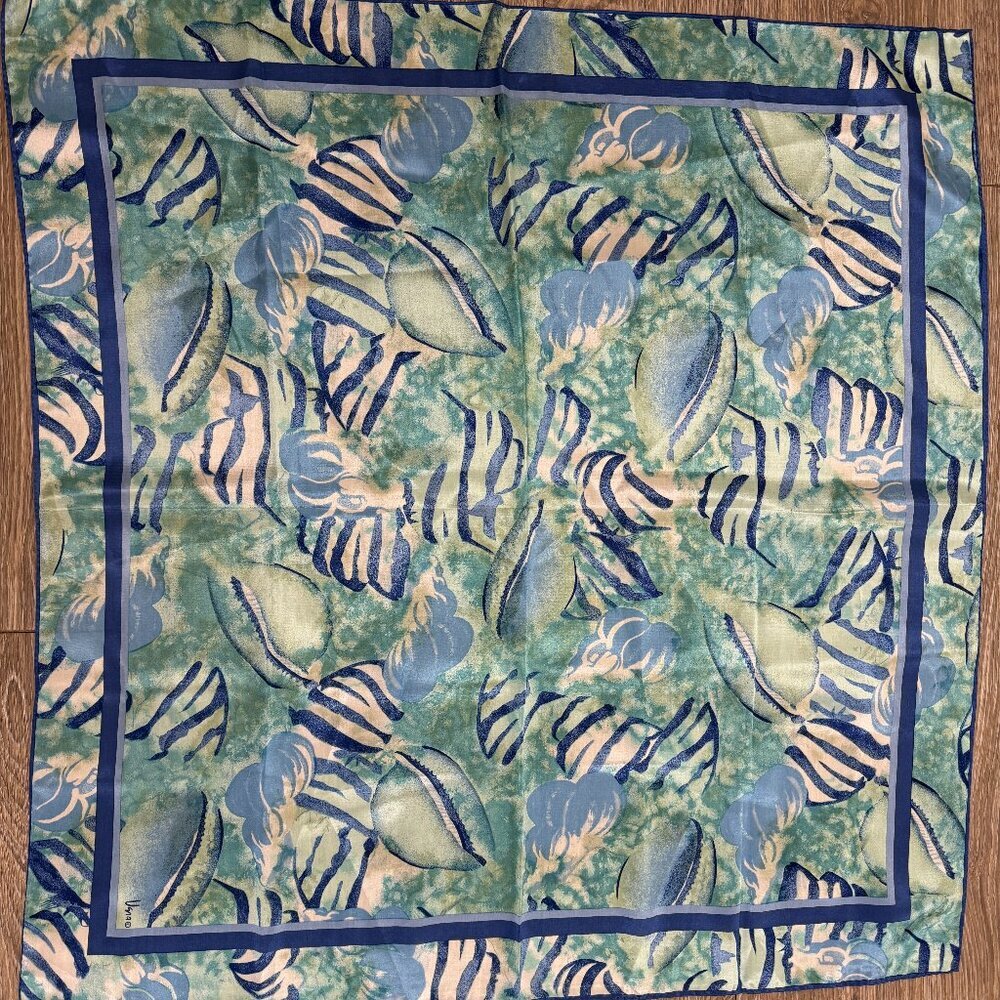 Vintage 100 Silk Scarf Blue 30 X 30